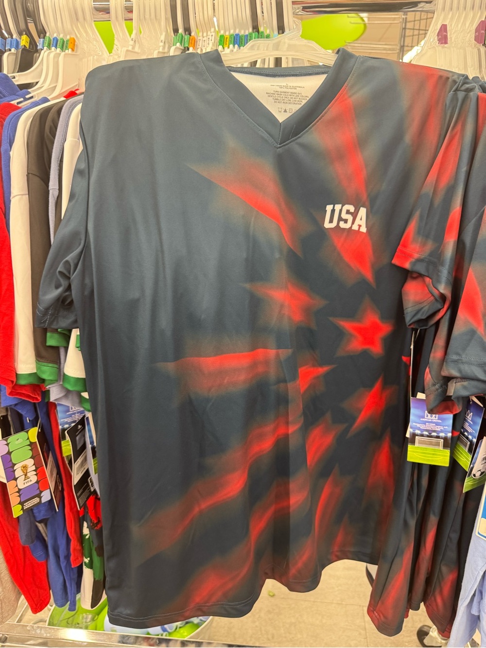 New nwt World Cup sports fifa Graphic V-Neck Performance Tee - Red & Black